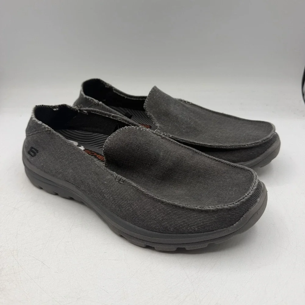 Skechers Milford Shoes Mens Sz 8 Black Grey Slip On Loafers Relaxed Fit 64368